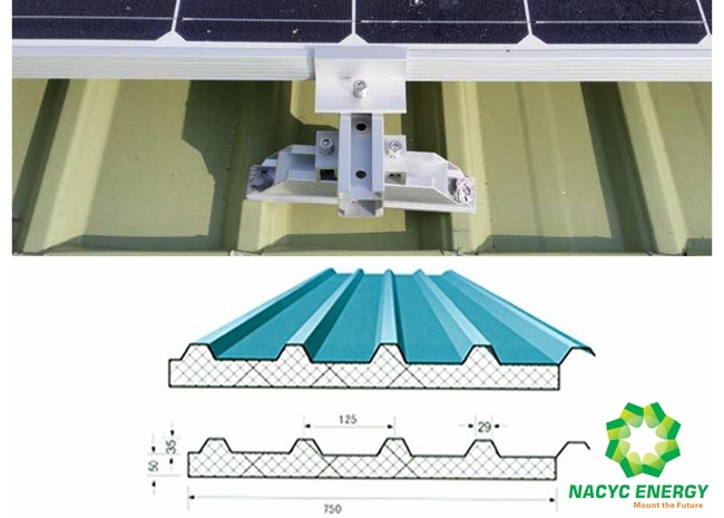 Pitched Roof Corrugated Trapezoidal Metal Sheets Solar Roof Racking Structures Solar Roof Mounting Systems
