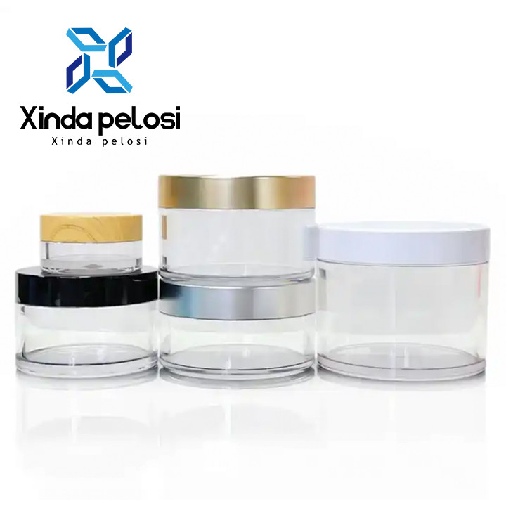 Clear Transparent Cosmetic Containers Amber Glass Cream Jar With Gold Lid And Silver Cover