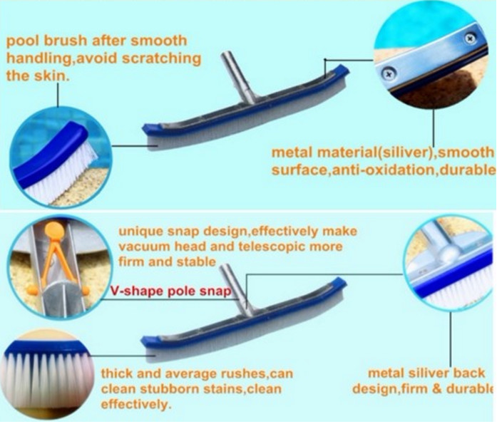 Pool Cleaning Brush Swimming Pool Accessories Plastic / Stainless Material