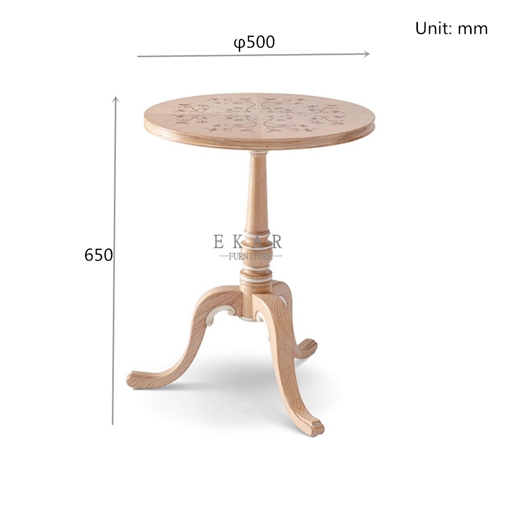 Classic Design Ash Wood Corner Living Room Elegant Round Side Table