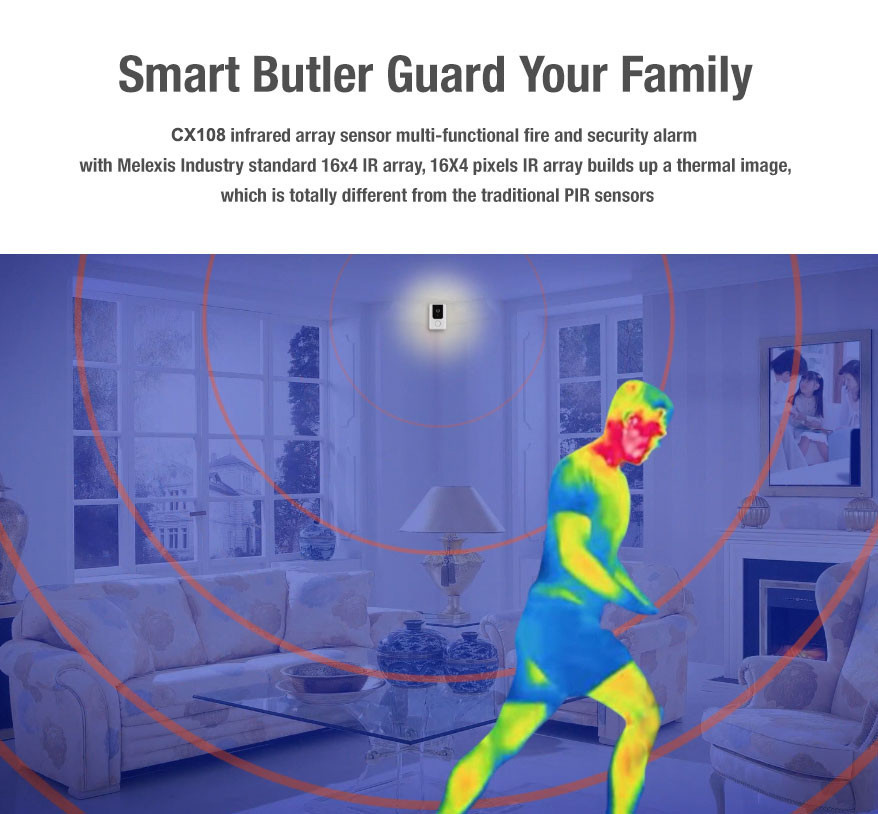130DB Wireless Fire and Security Alarm Pet Camera with Infrared Array Sensor,Built-in Battery
