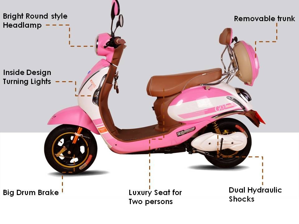 60V 500W Pedal Assisted Electric Scooter 14" 45km/H Brushless Motor Moped Classic Vespa