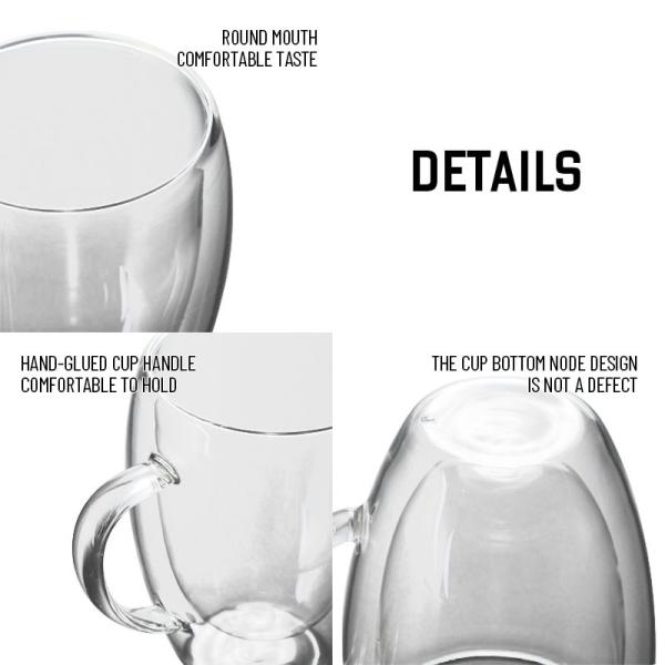 B2B Custom 12oz Unique Glass Coffee Mugs with Handle | Bulk FDA-Certified Heatproof Cups
