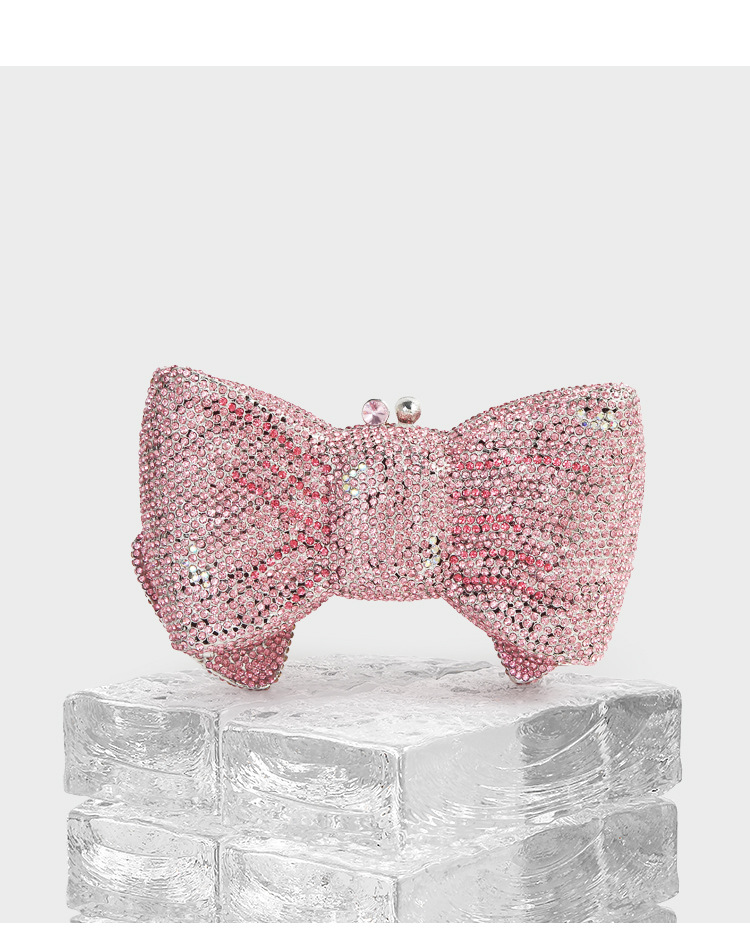 Minibook Bowknot Crystal Evening Bags Fashion Handbag Rhinestone Bow PU Metal Purse