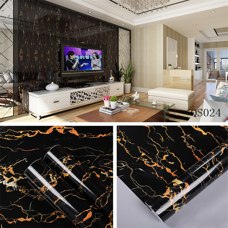 Waterproof Peel Stick Marble High Glossy Wallpaper for Household Refurbishment