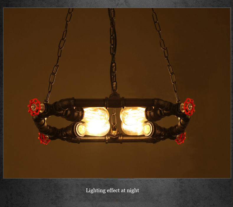Retro American Iron Dining Room Chandelier Restaurant Bar Kitchen Light Ring Loft Pendant Light(WH-VP-229)