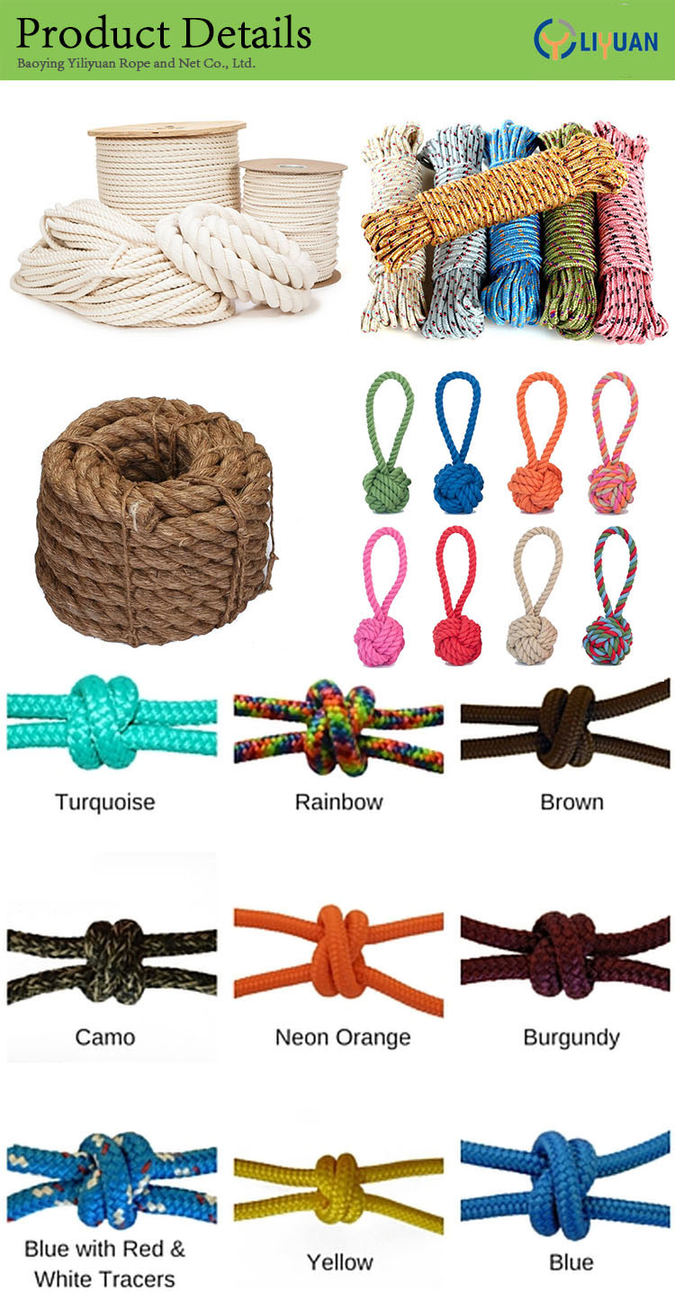 Certificate CCS.ABS.LRS.BV.GL.DNV.NK 4mm Cotton Macrame Yarn Twisted Single Strand Rope