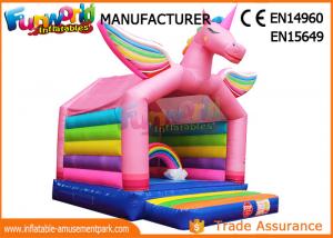 Buy cheap Rainbow Inflatable Bounce Houses For Children , Inflatable Unicorn Bouncing Castle product