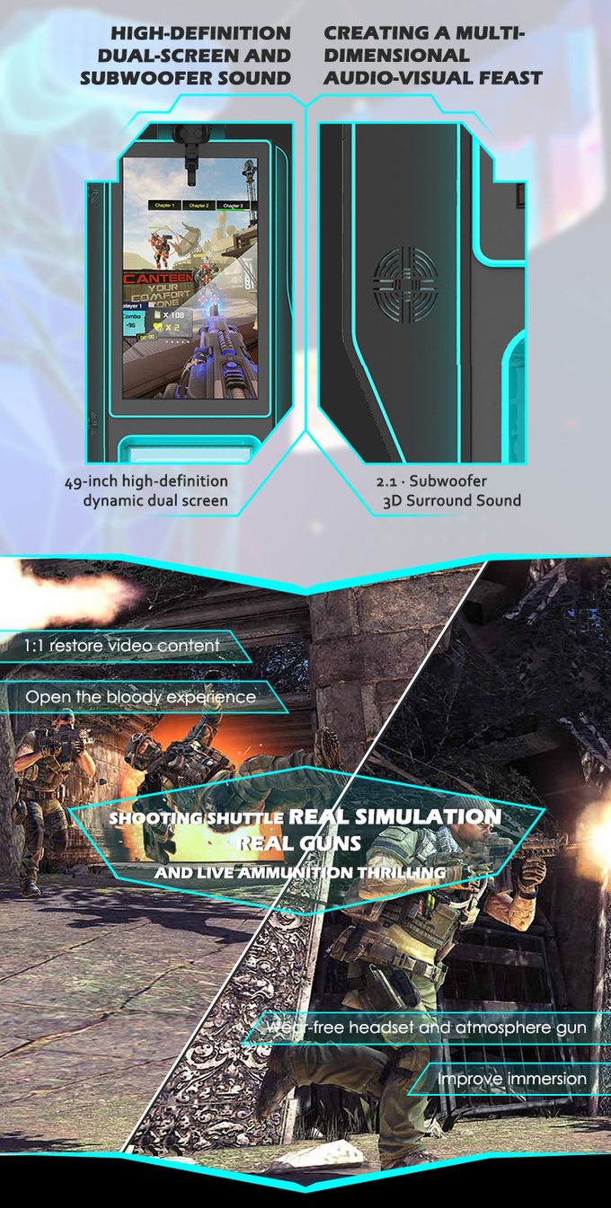 Shooting Machine Virtual Reality Gun Arcade Machine 2 Player Amusement Ride 9d Vr Simulator