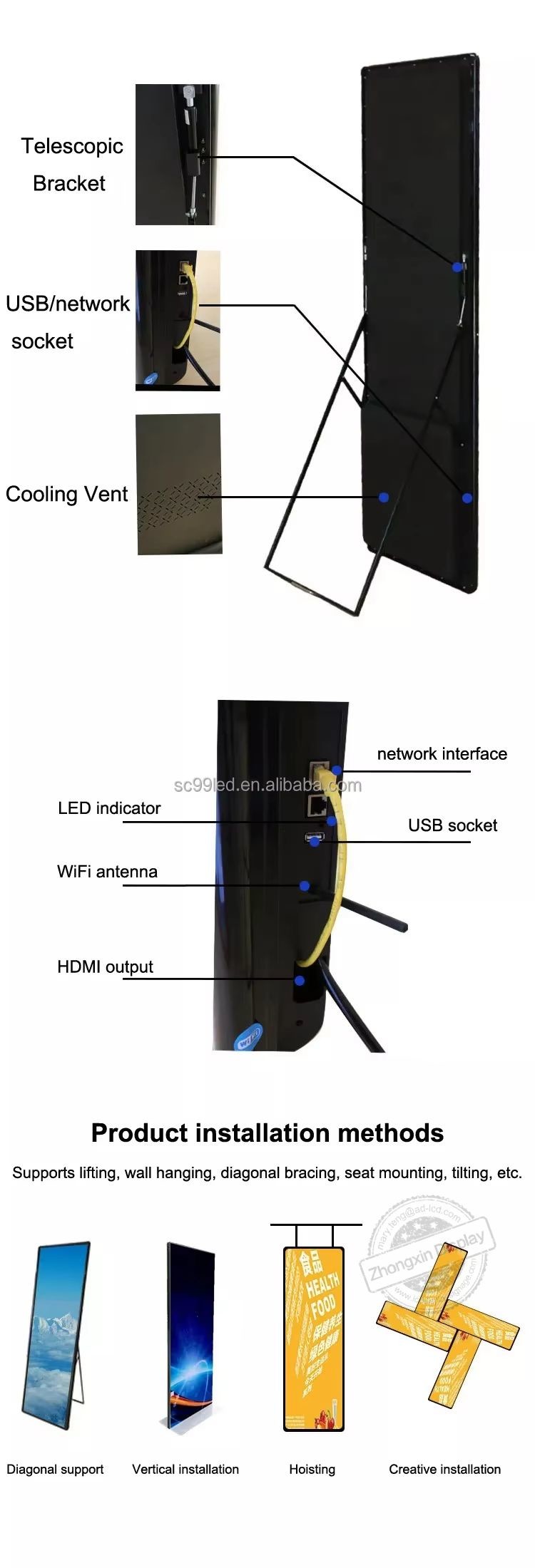 Full Color Outdoor Advertising Rental Curved Digital Mobile Flexible SMD Poster Gas Window TV LED Screen Display Module Size 320x160mm