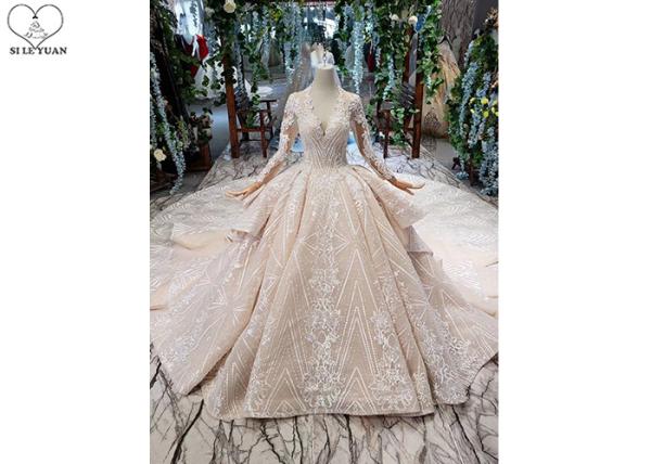 Irregular Ladies Bridal Dress , Beaded Ball Gown Wedding Dress Two Layer