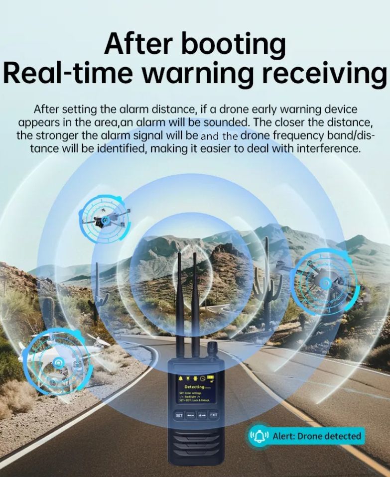 Portable 300MHz-6GHz Full Band Drone Signal Detector with 0-3km Wide-Range Anti Uav Jammer System