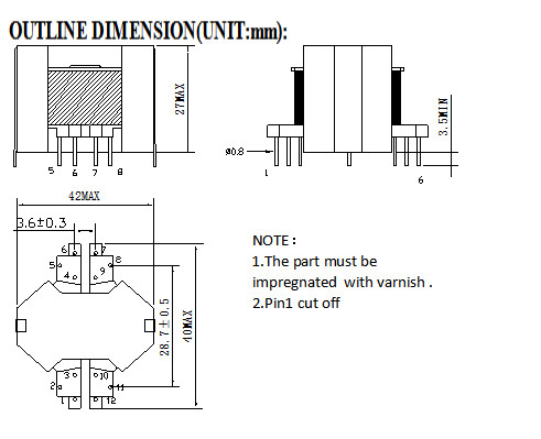 Low Leakage Inductance Small Size Transformer RM12 Transformer 6 + 8 Pin Smps