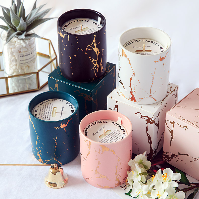 Customizable Logo Ceramic Candle Vessels , Porcelain Empty Candle Jars For Christmas