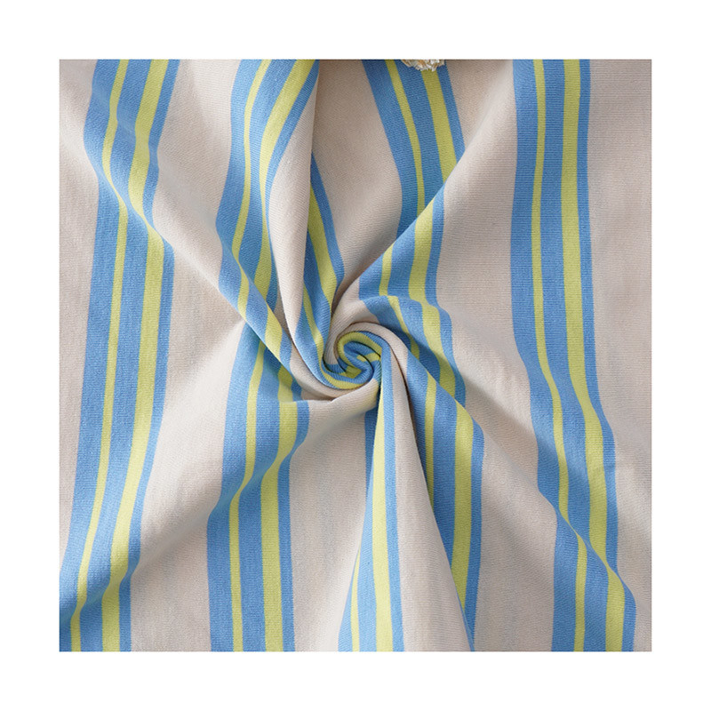 Tight Weave Striped Stretch Fabric , Sportswear Pure Cotton Blue Stripe Fabric