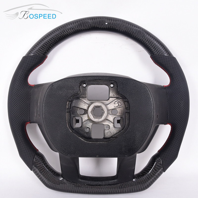Sports Twill Gloss Ford Carbon Fiber Steering Wheel Raptor Red Leather