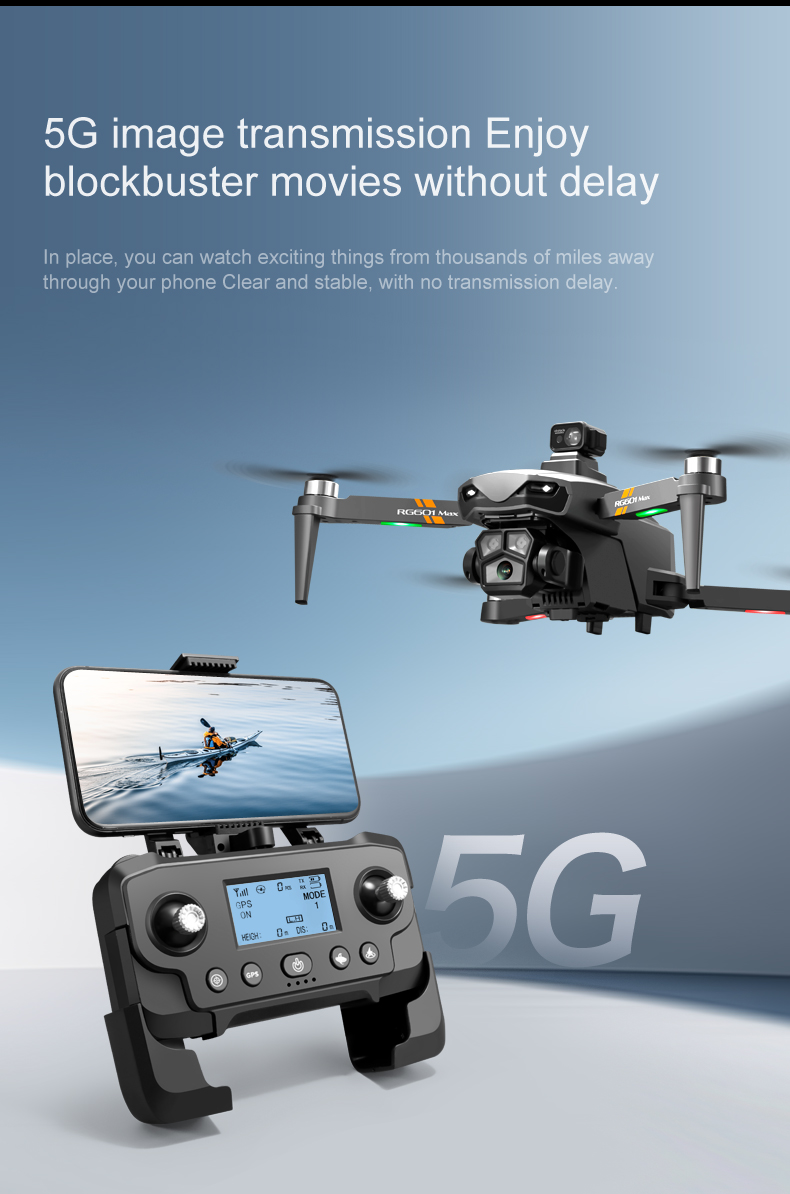 Professional RC Quadcopter Original Rg601 Max 5G GPS Drone with Dual 4K HD Camera and Optical Flow