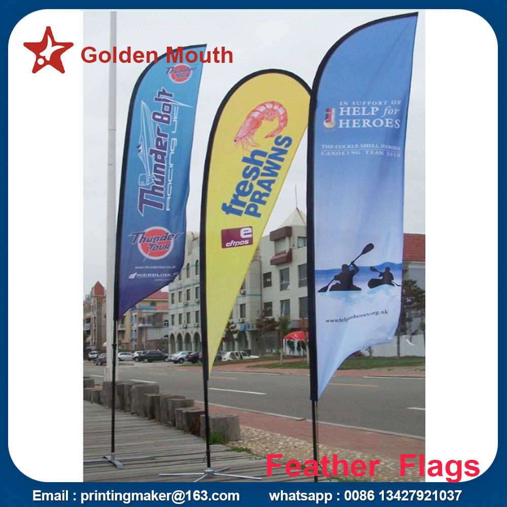 Outdoor Custom Blade Feather Flags With Ground Spike