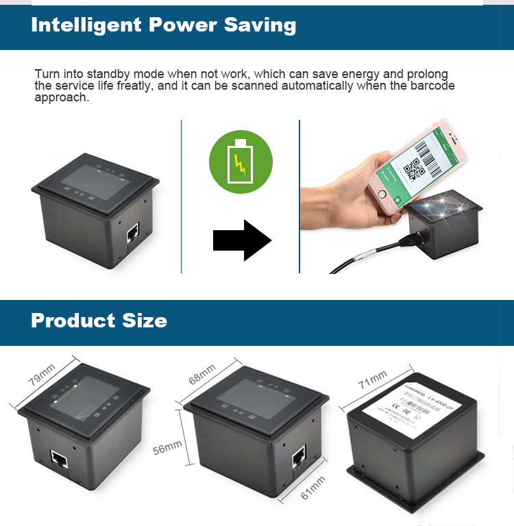Fixed mount barcode and qr code scanner data matrix micro USB barcode scanning module for ATM self service kiosks