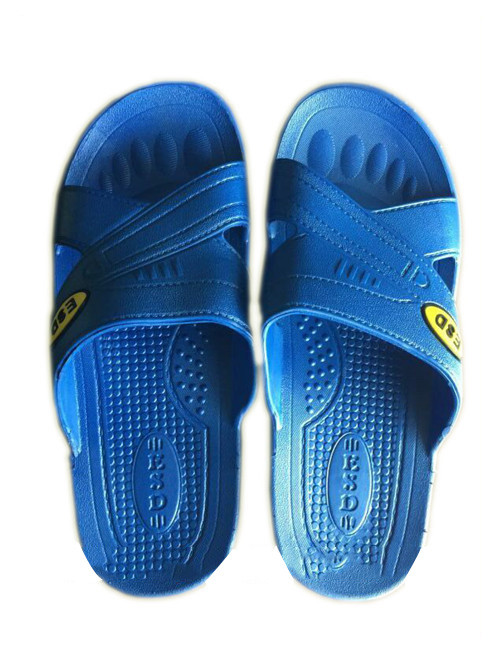 Blue Black White ESD Safe Materials SPU ESD Slipper Cross Type Symbol Embossed