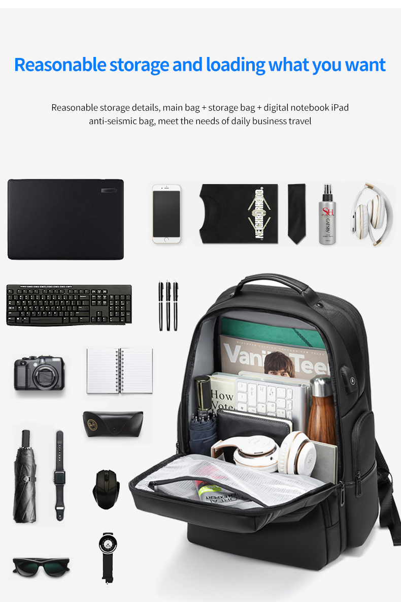 High grade gift custom logo men's outdoor waterproof laptop bag business Backpack
