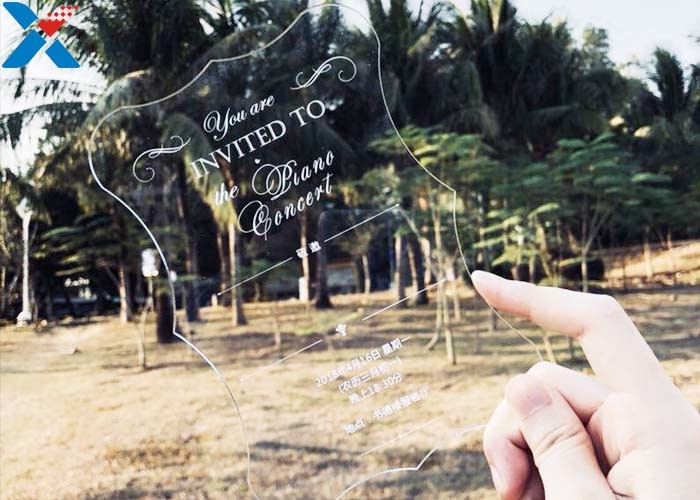 Laser Cut Acrylic Wedding Invitation Cards / Mirror Clear Invitation Card