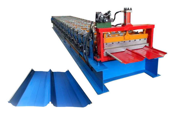 Self Locked Strip Standing Seam Machine , Roof Panel Roll Forming Machine 20 Rows Roller