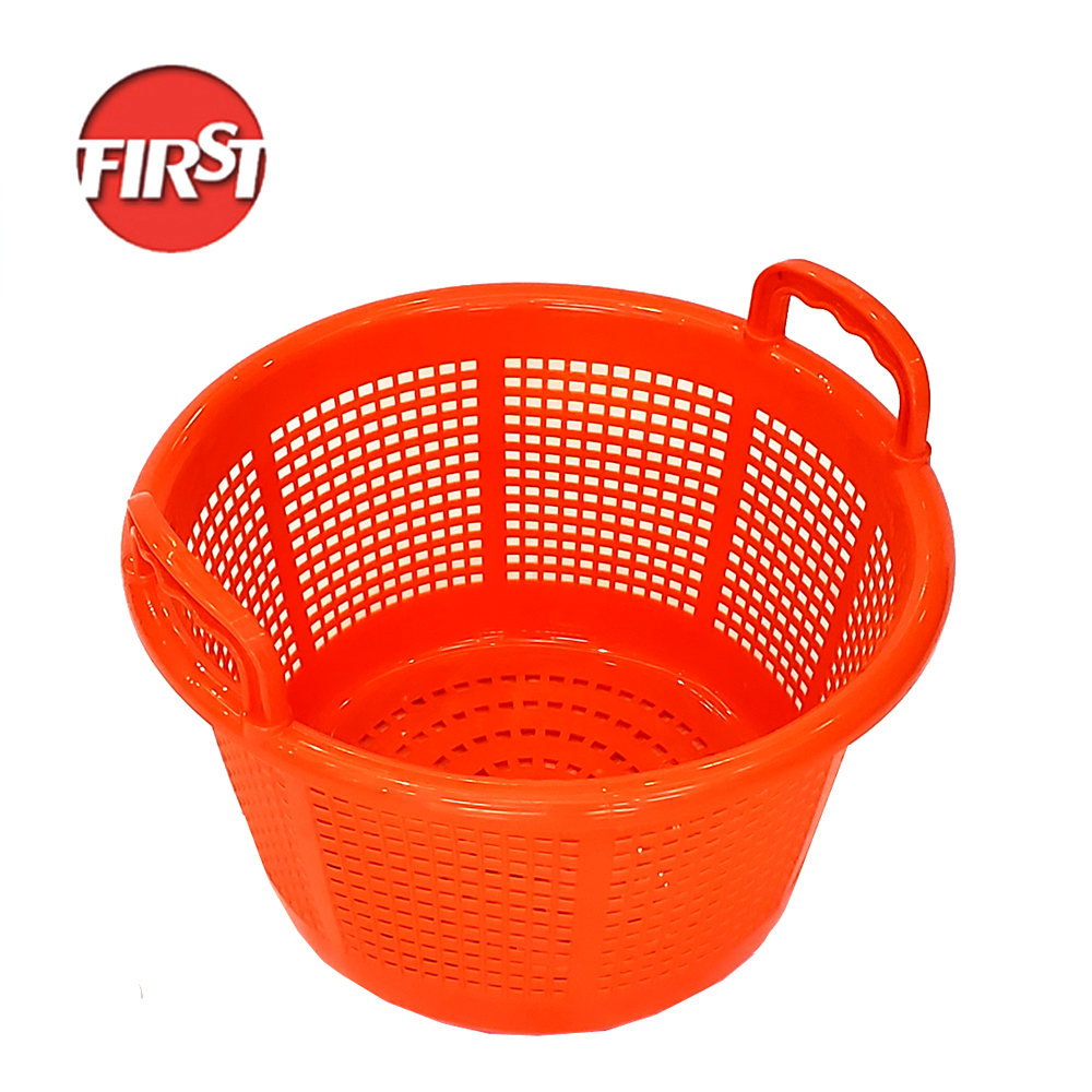 Supermarket Stackable Plastic Mesh Storage Basket For Fruit Harvest Crate Barrel 42CM