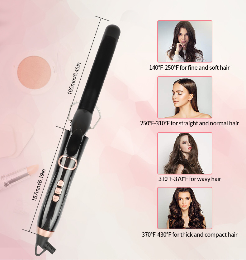 Tourmaline Ceramic Hair Curler , 25mm Barrel Hair Styler Curling Wand