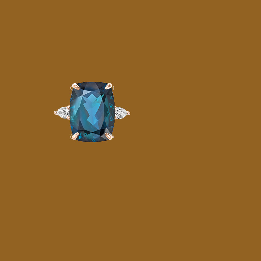 Soiree London Blue Topaz And CZ Cocktail Engagement Ring Jewelry Certificated