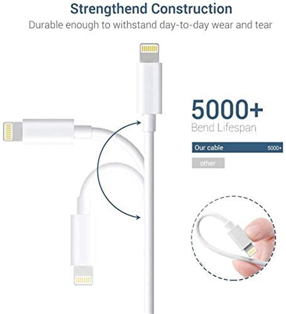 TPE Lightning IPhone Charger Cable 2.4A , 6FT Lightning To USB Cable For IPhone 12 11 Pro Max Xs