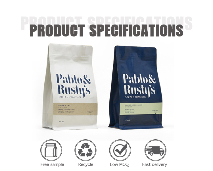 CPP Resealable Coffee Packaging Bags With Valve Flat Bottom Stand Up Pouch