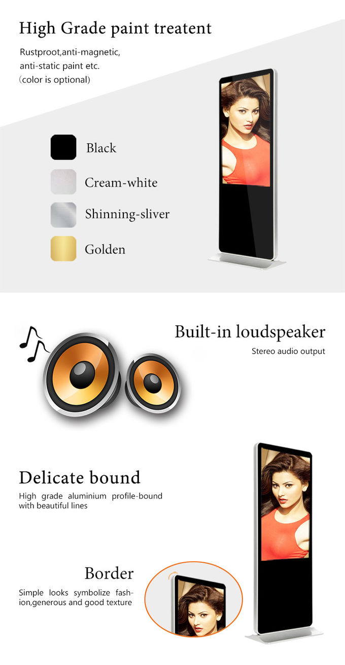 1920*1080 Stand Alone Digital Signage 43 Inch TFT 1080p FHD 500cd/m2 Brightness