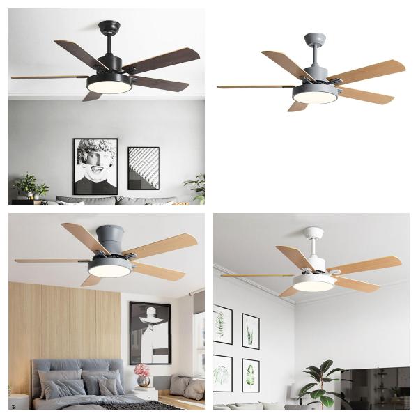 Factory Minimalist 52-inch Ceiling Fan With LED Light 5 Blades Remote Control