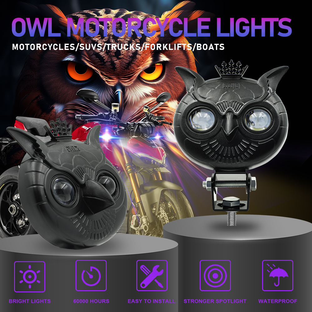 Aluminum Owl Crown Style LED Mini Driving Auxiliary Light For Motorcycle