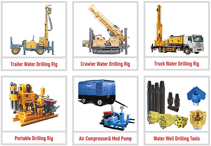 Multi Functional Yellow 300M Rig Water Well Drilling With Air Compressor And Mud Pump