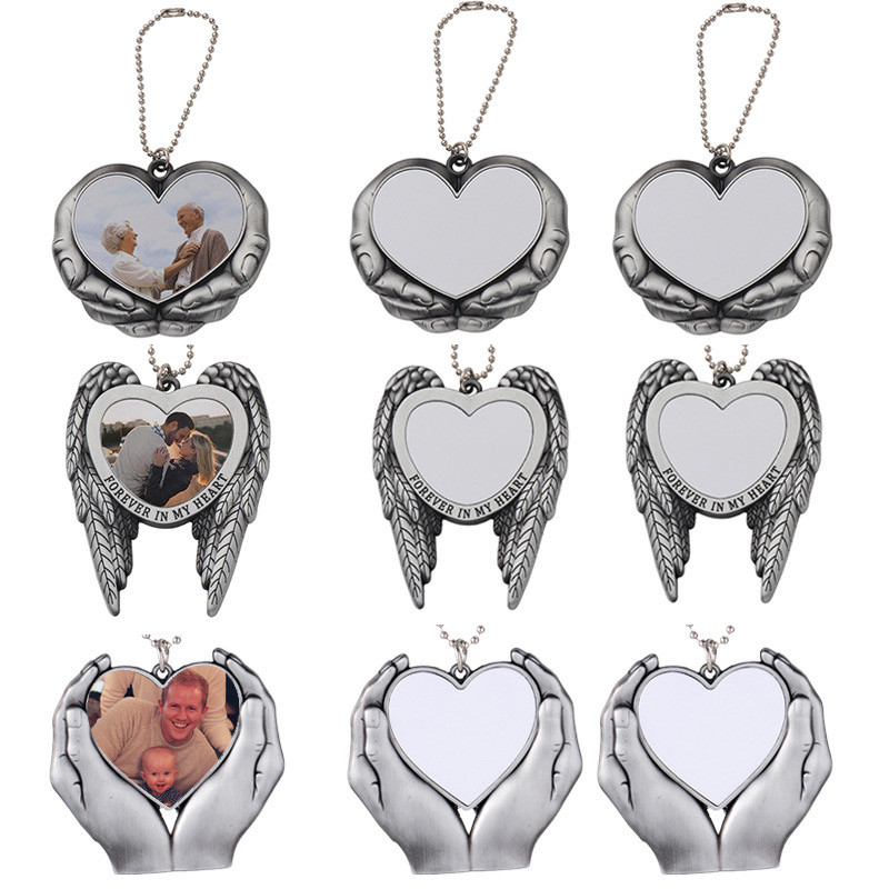 Sublimation blank hand heart shape ornament car pendant