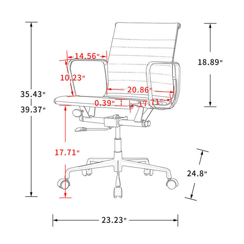 Low Back 39.9" Height Living Room Office Chair 26.4lbs Brown PU Leather