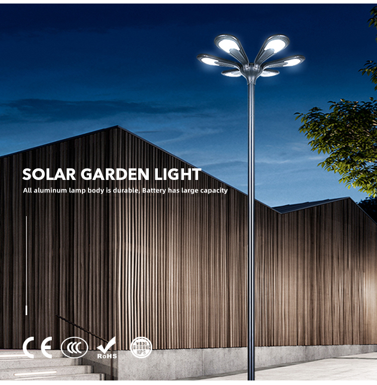 Die Casting Aluminum LED Outdoor Garden Solar Light All In One Street Light 48W 96W For Courtyards