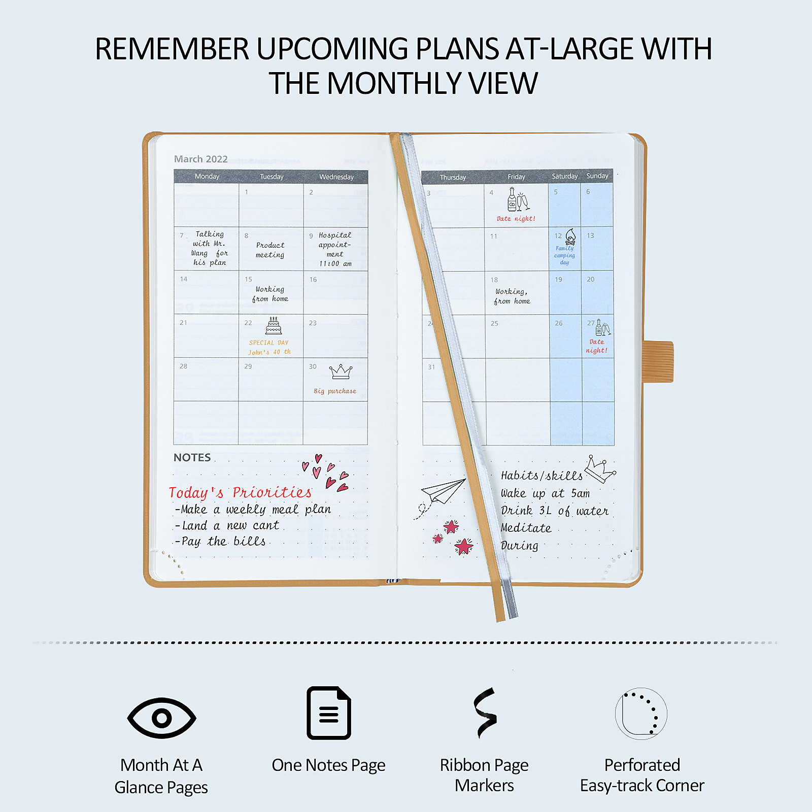 Poprun Academic Planner Vertical Layout In Turquoise Color