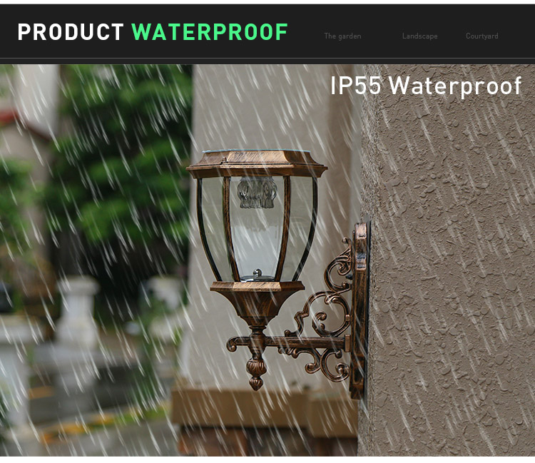Aluminum Outside Wall Mounted Solar Light IP55 Waterproof 1W 1.2W 2W