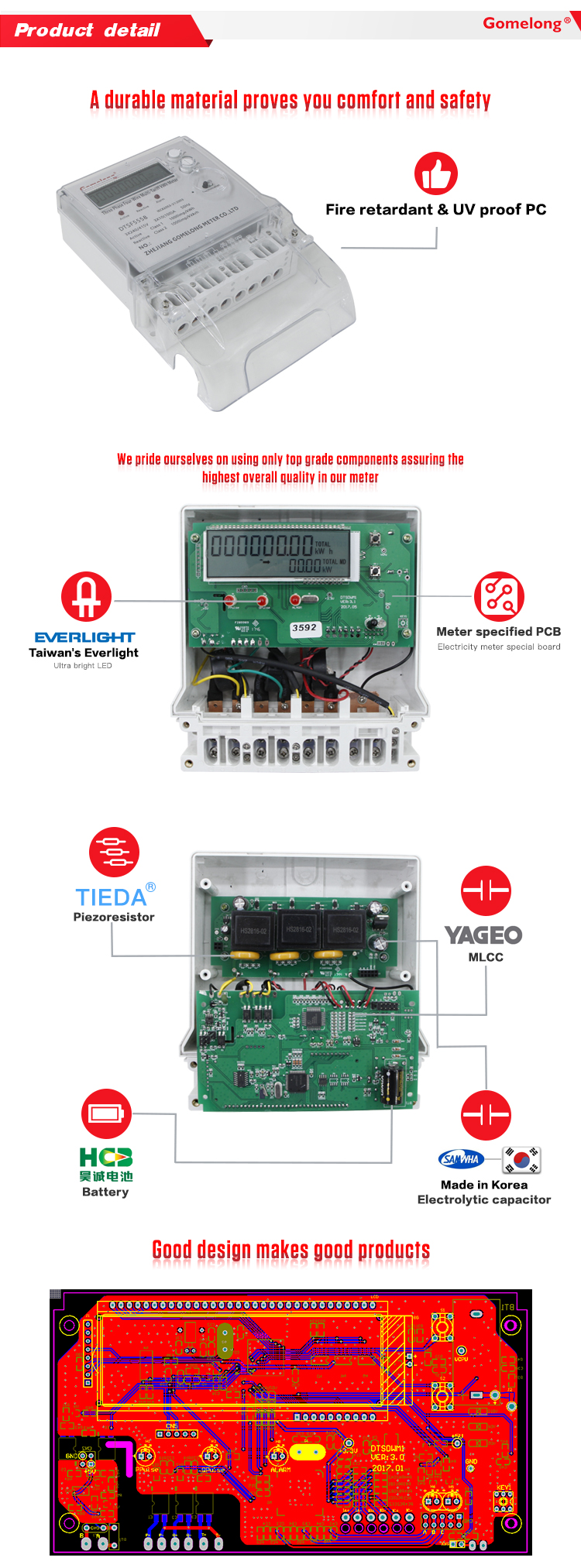 2022 Best selling 3 phase four wire multi-tariff digital smart energy meter