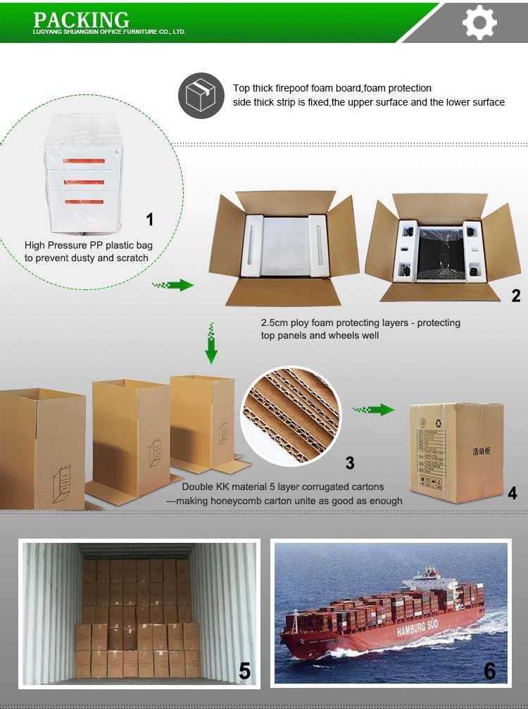 Extendable ISO14001 Office Pedestal Drawer Cabinet