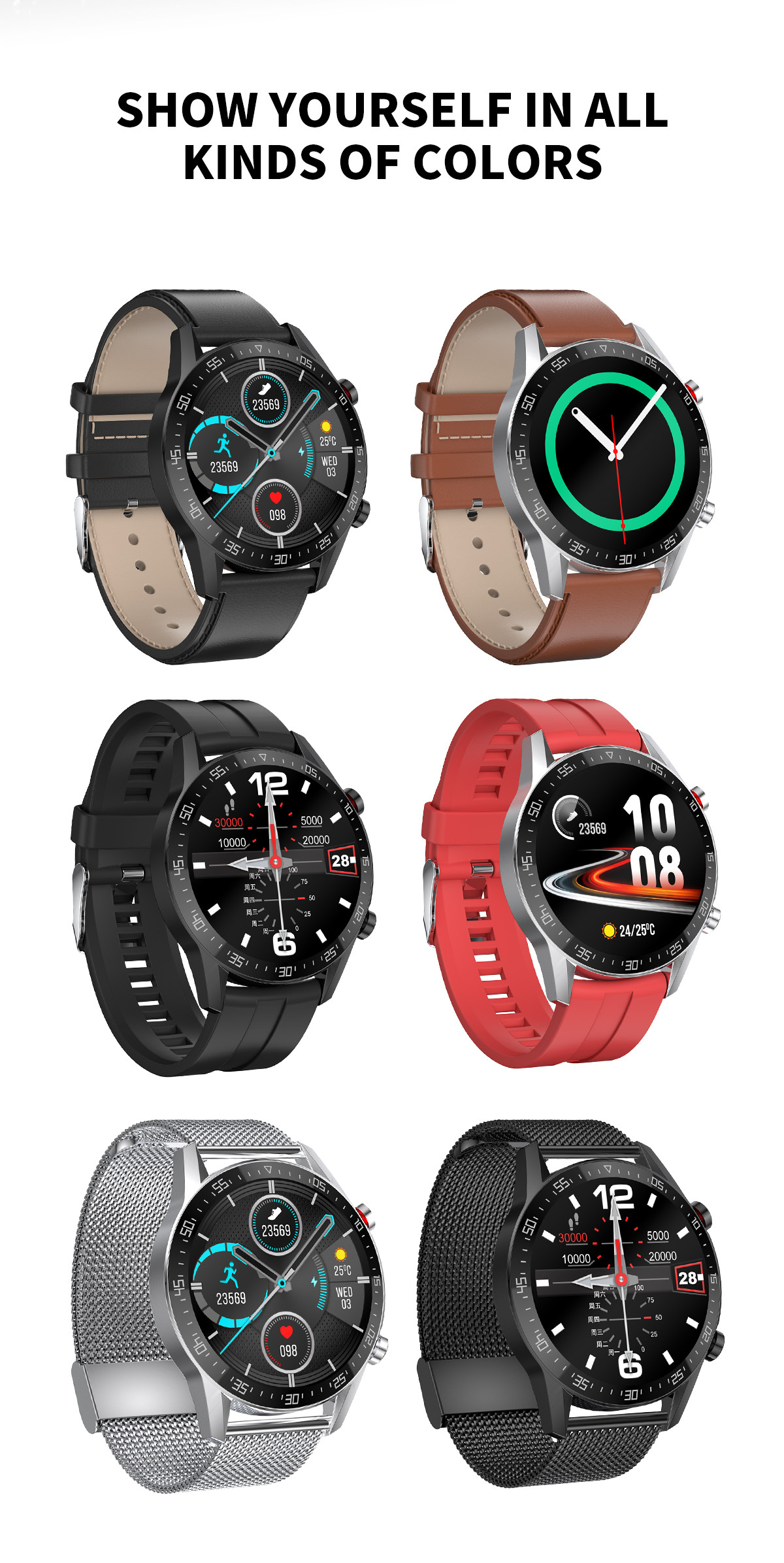 L13 SK7 1.3inch Screen BTE Call Smartwatch Ip68 Waterproof