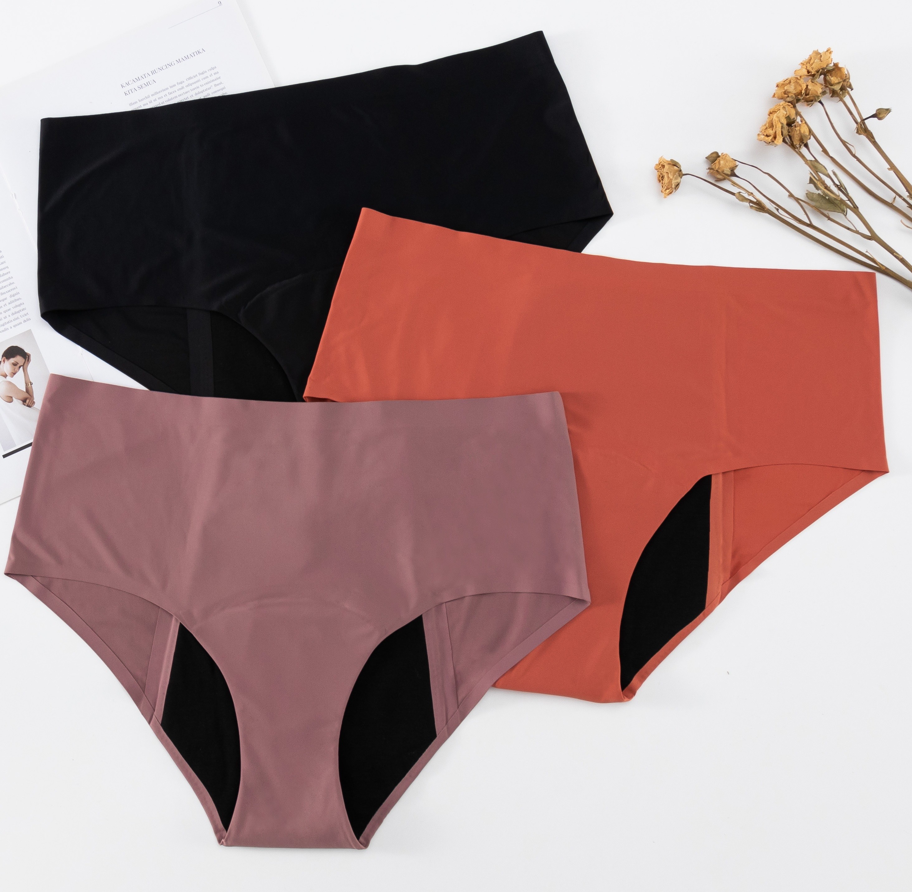 Sanitary Reusable Period Panties Knickers Plus Size 4 Layers High Waist Leakproof Seamless
