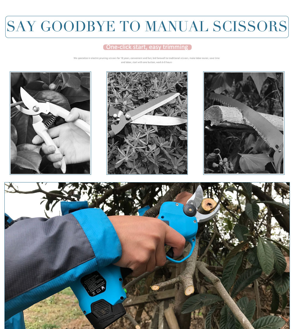 Swansoft 16.8V 2.5CM Battery Orchard Pruner Portable Electric Cordless Cutting Grape Pruning Scissors Garden Shears
