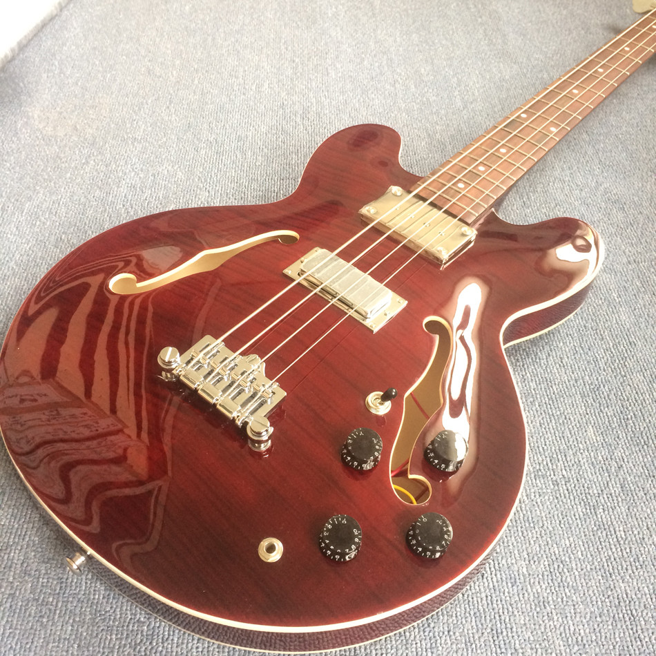 Custom Flamed Maple Top Dot Inlay Chrome Hardware 4 String Jazz Bass