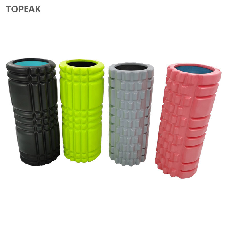 High Density Eva Premium Foam Yoga Roller 6" X 36" Grid Exercise Blue Black