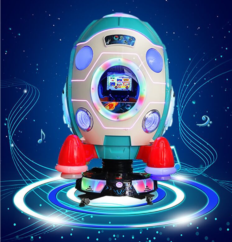 Dreamland New Coin Operated Children Rotating Kiddie Rides Happy Elevating Spacecraft Game Machine