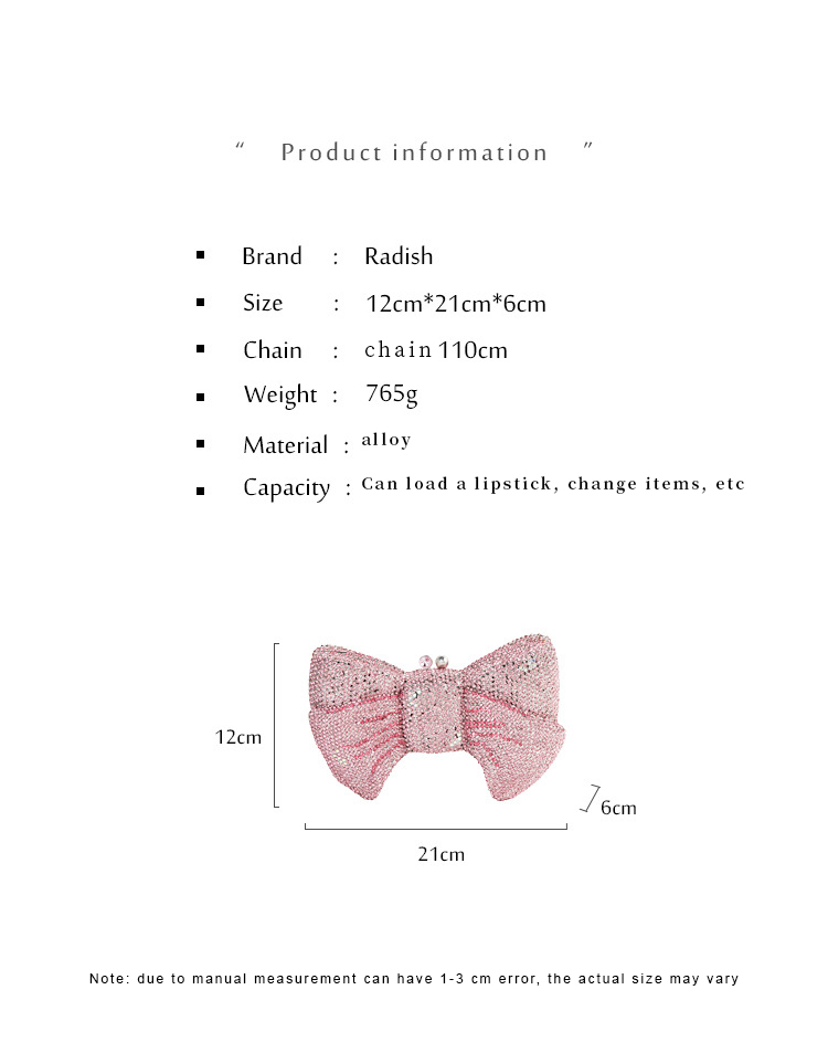 Minibook Bowknot Crystal Evening Bags Fashion Handbag Rhinestone Bow PU Metal Purse